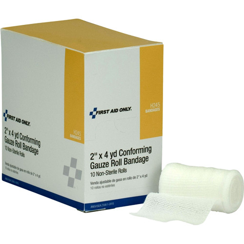 First Aid Only H245 2"x 4 yd Non-Sterile Conforming Gauze Bandage, 10/BX