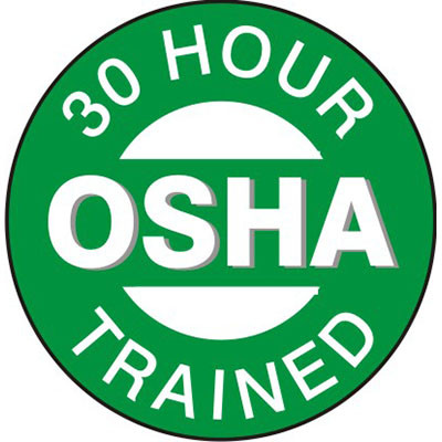 OSHA 30 hour hard hat sticker