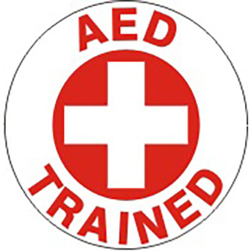 "AED TRAINED" hard hat sticker, 25/pk