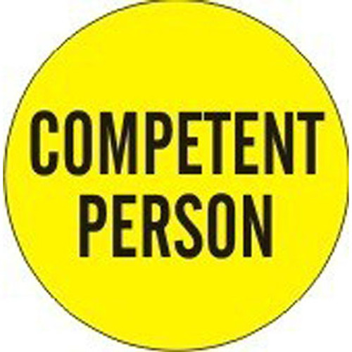 "COMPETENT PERSON" hard hat sticker, 25/pk