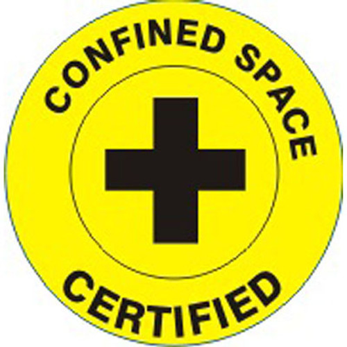 "CONFINED SPACE CERTIFIED" hard hat sticker, 25/pk 