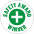 "SAFETY AWARD WINNER" hard hat sticker, 25/pk