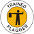 TRAINED FLAGGER" hard hat sticker