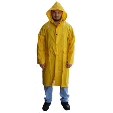 Condor 6AP02 S Yellow PVC Rain Coat with Detachable Hood