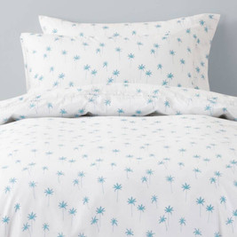 Squiggles Cotton Duvet Cover Set - Palms Teal