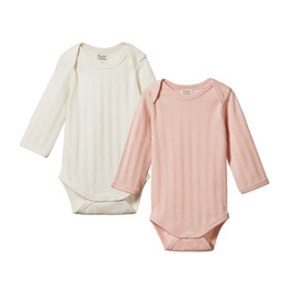 Nature Baby Organic Cotton Derby Rib Bodysuit - 2 pack