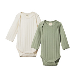 Nature Baby Organic Cotton Derby Rib Bodysuit - 2 pack