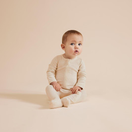 Wilson & Frenchy Organic Stripe Rib Zipsuit with Feet