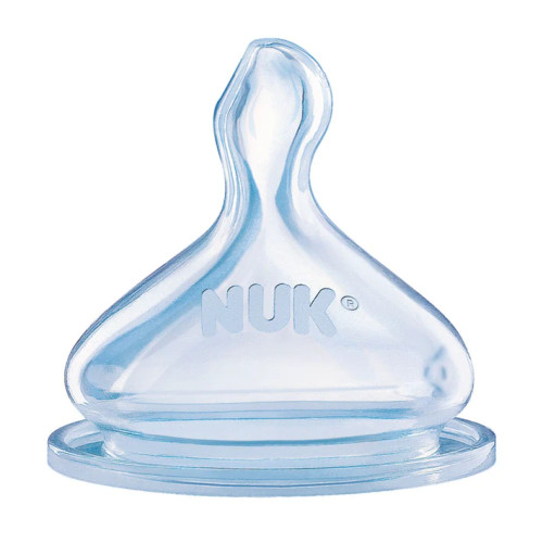 NUK Wide Neck Silicone Teat - Small Hole - 2pk