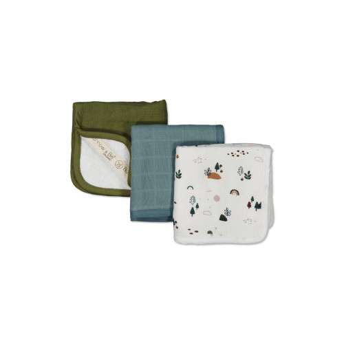 Burrow & Be Muslin/Terry Wash Cloth 3 Pack