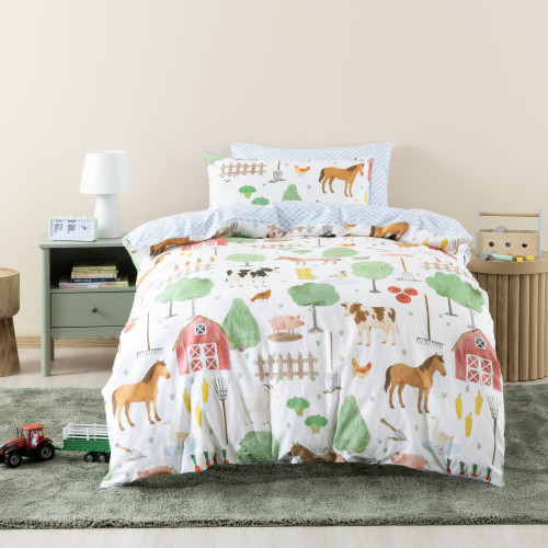 Squiggles Cotton Duvet Cover Set - Barnyard Buddies