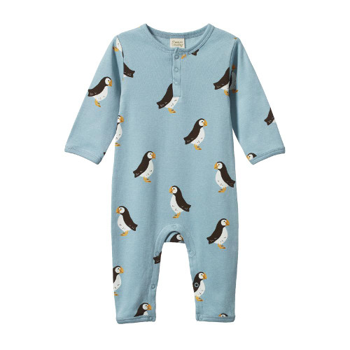 Nature Baby Organic Cotton Henley Pyjama Suit - Clearance