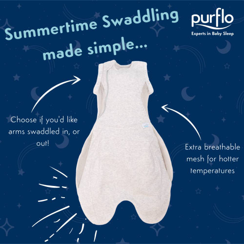 Purflo Swaddle to Sleep Bag - Lightweight 0.5 tog
