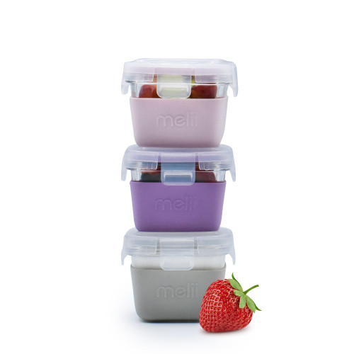 Melii Glass Containers with Silicone Sleeve 3 Pack