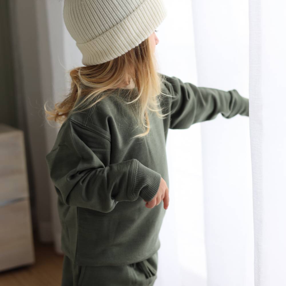 The Sleep Store Merino Tencel Fleece Crew Jumper - 2-10 years