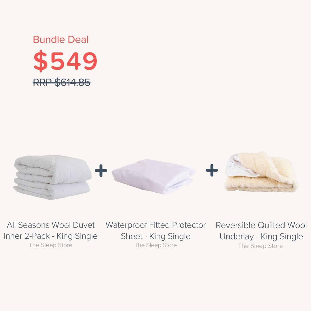 Bundle - Kids Wool Duvet, Underlay & Mattress Protector