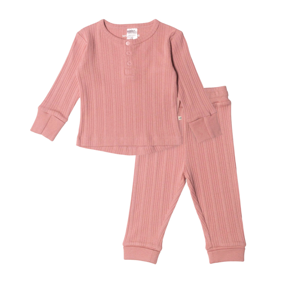 Woolbabe Merino/Organic Cotton Daydream Henley Top & Relaxed Pants Set