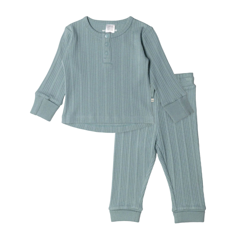 Woolbabe Merino/Organic Cotton Daydream Henley Top & Relaxed Pants Set