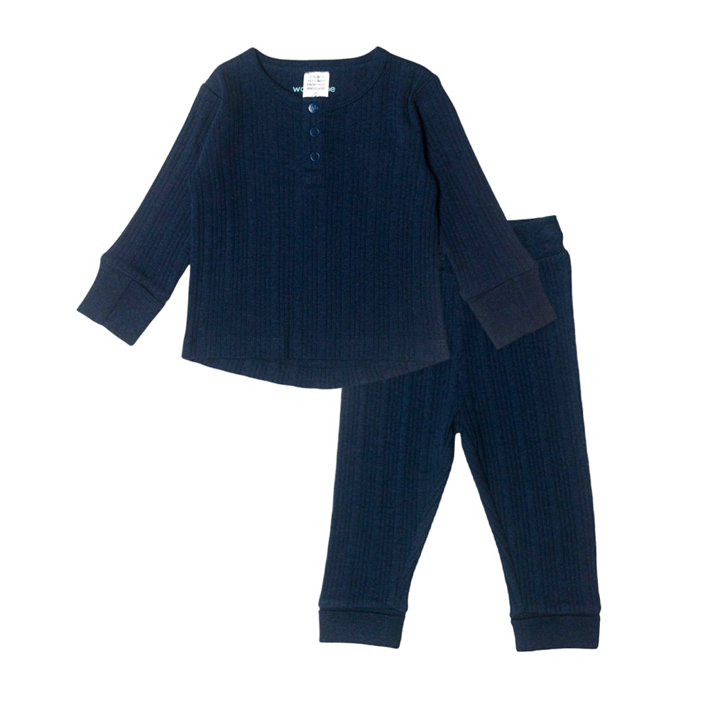 Woolbabe Merino/Organic Cotton Daydream Henley Top & Relaxed Pants Set