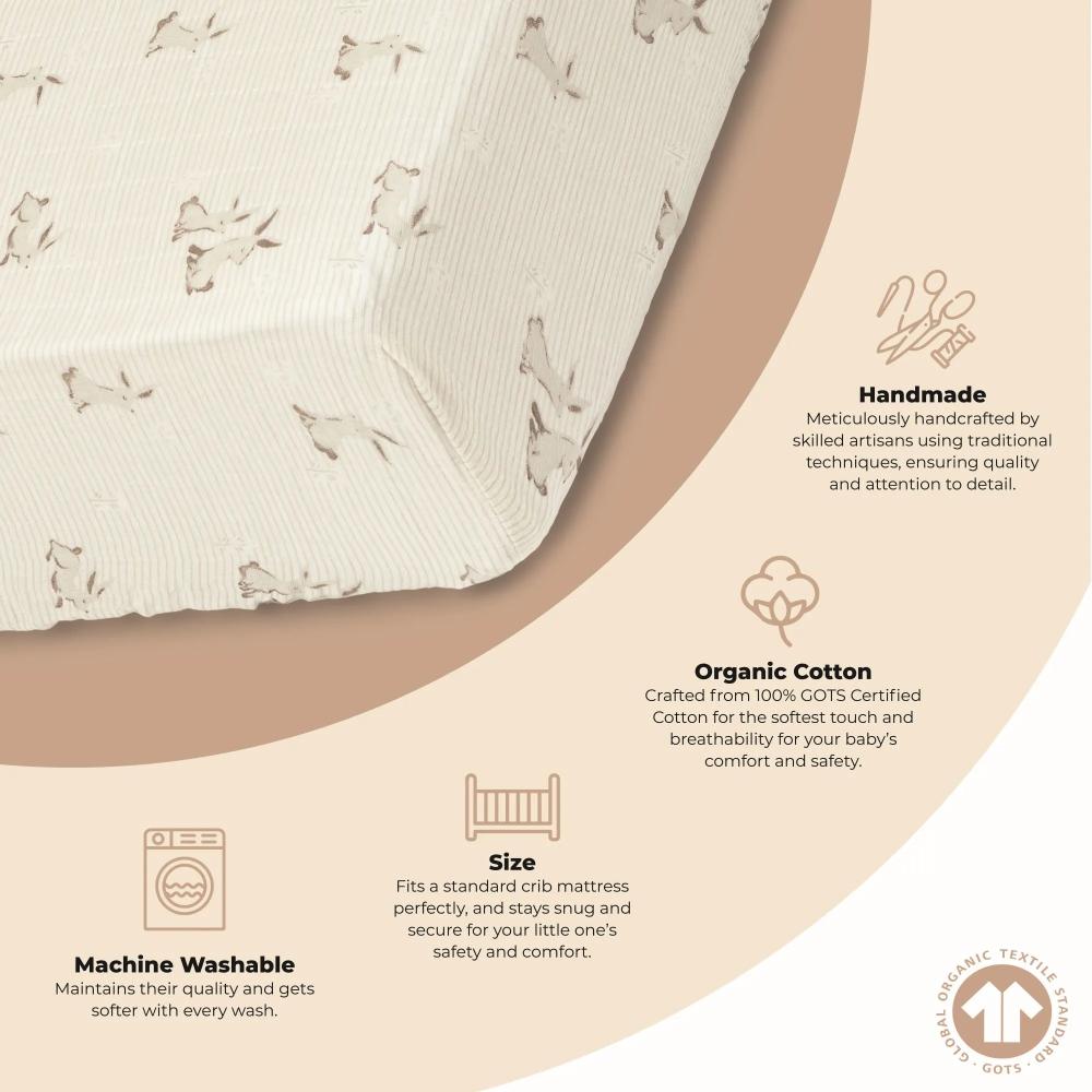 Crane Baby Organic Cotton Fitted Cot Sheet