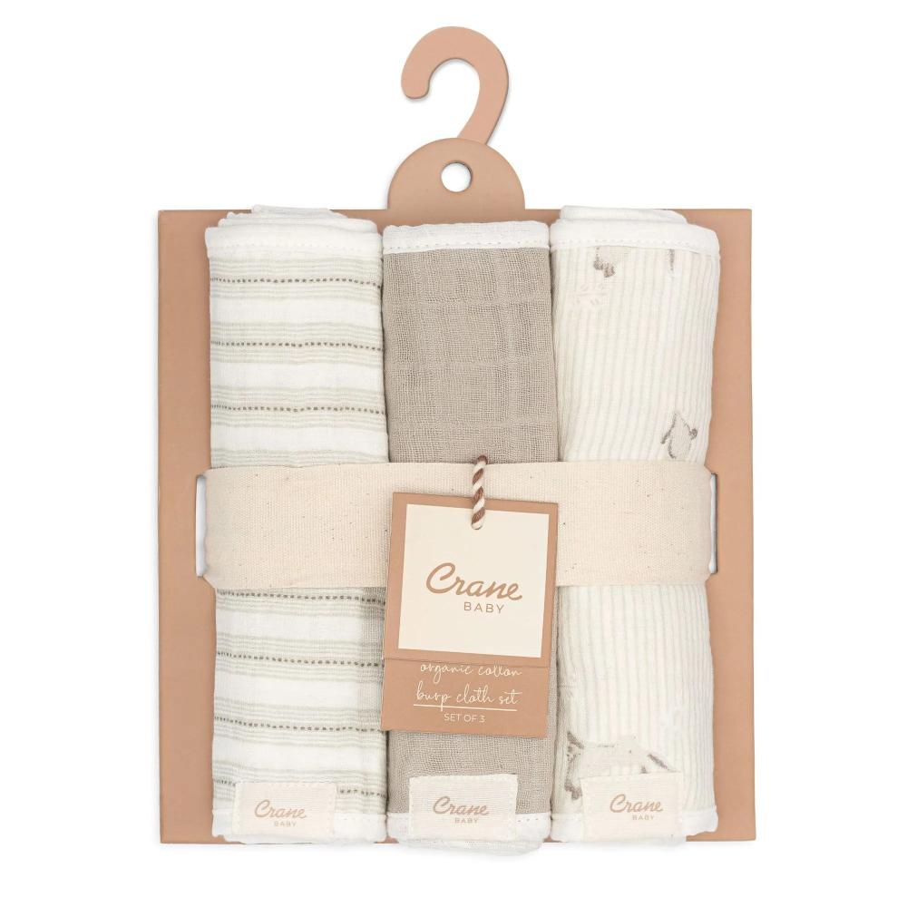 Crane Baby Organic Cotton Burp Cloths 3pk