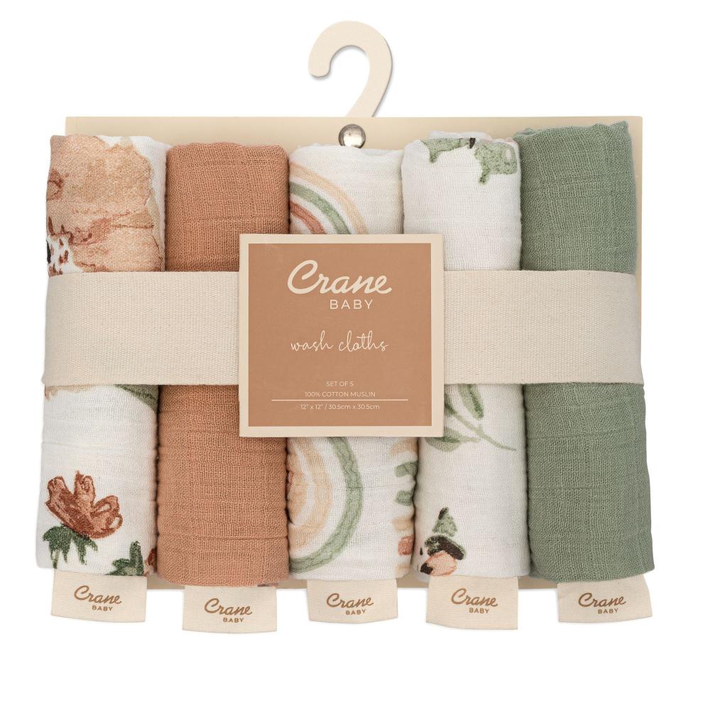 Crane Baby Wash Cloth Set 5pk
