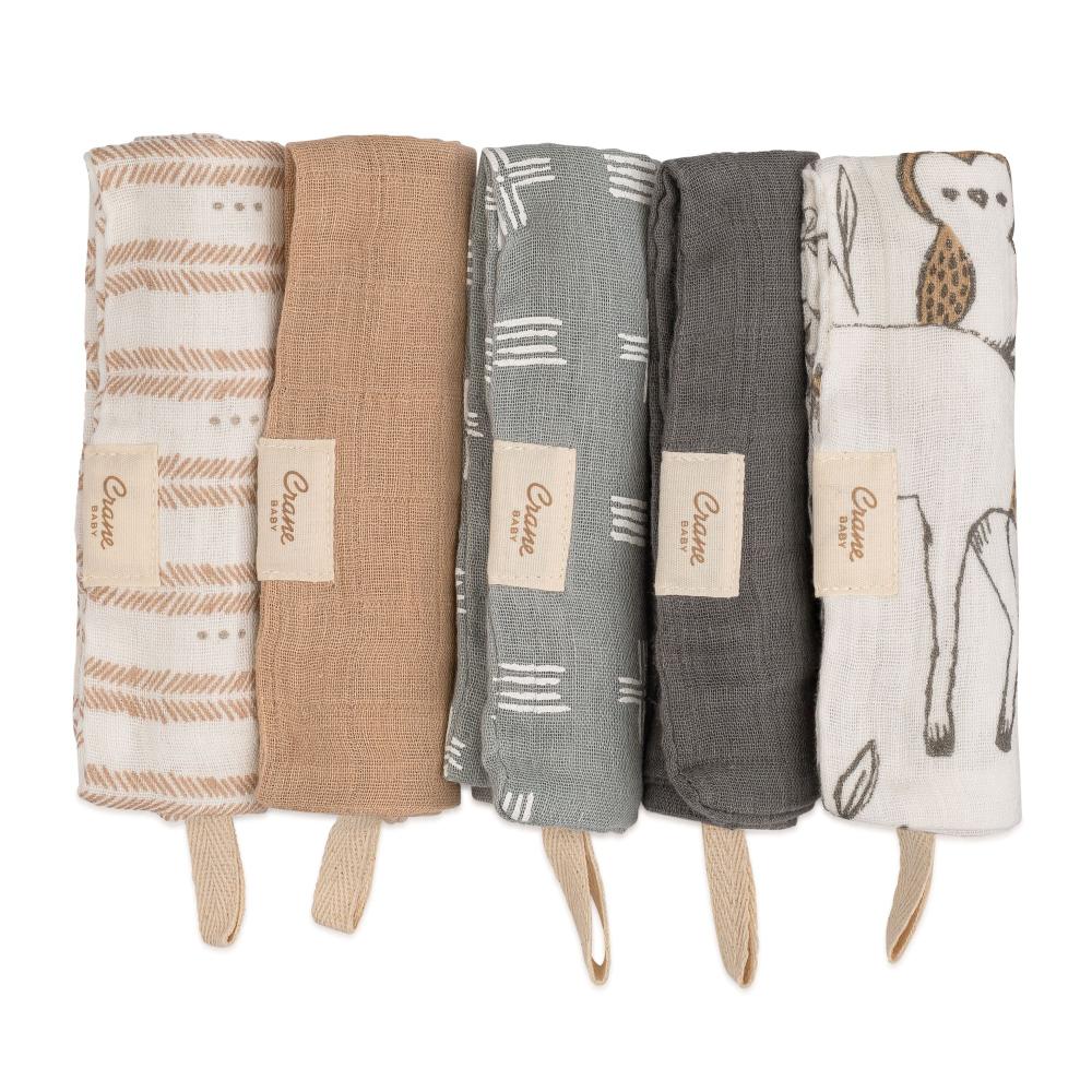 Crane Baby Wash Cloth Set 5pk