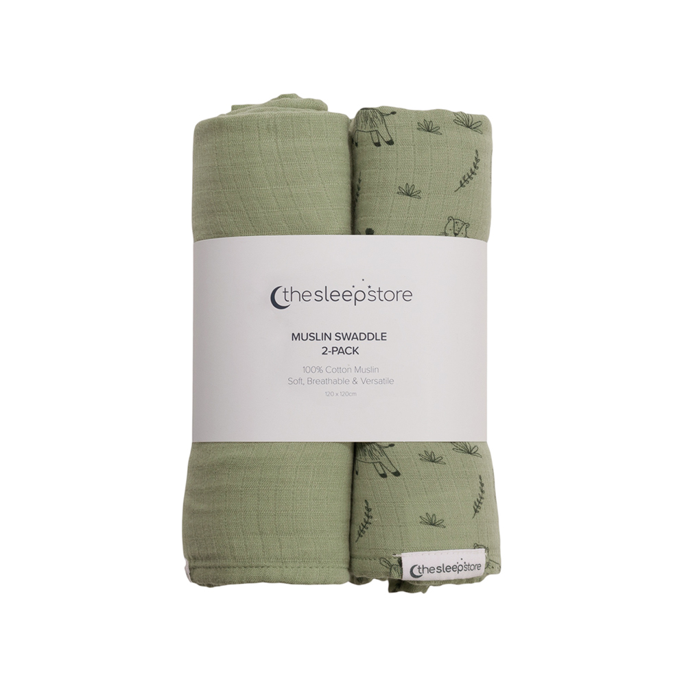 The Sleep Store Deluxe Muslin Swaddle 2pk