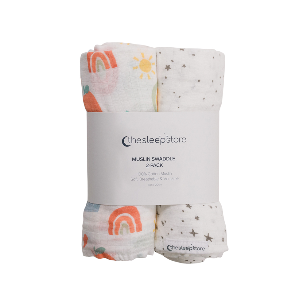 The Sleep Store Deluxe Muslin Swaddle 2pk
