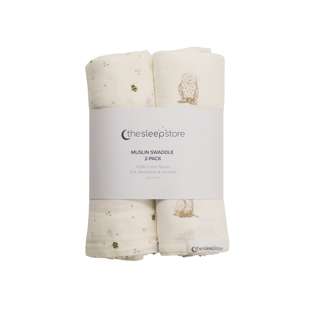 The Sleep Store Deluxe Muslin Swaddle 2pk