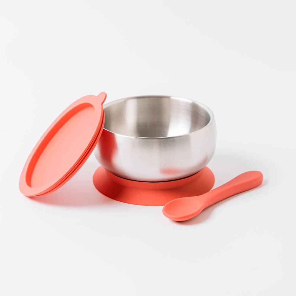 Lion & Lady 18/8 Stainless Steel Feeding Bowl & Spoon