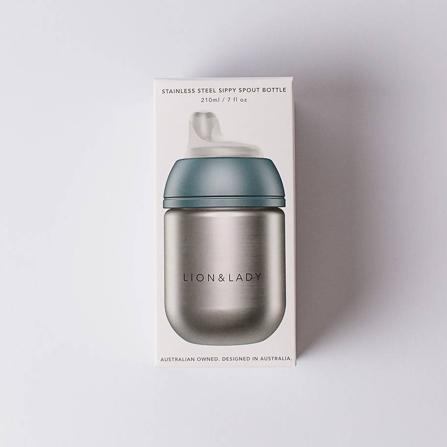 Lion & Lady 18/8 Stainless Steel Toddler Sippy Spout Bottle Cup 210ml