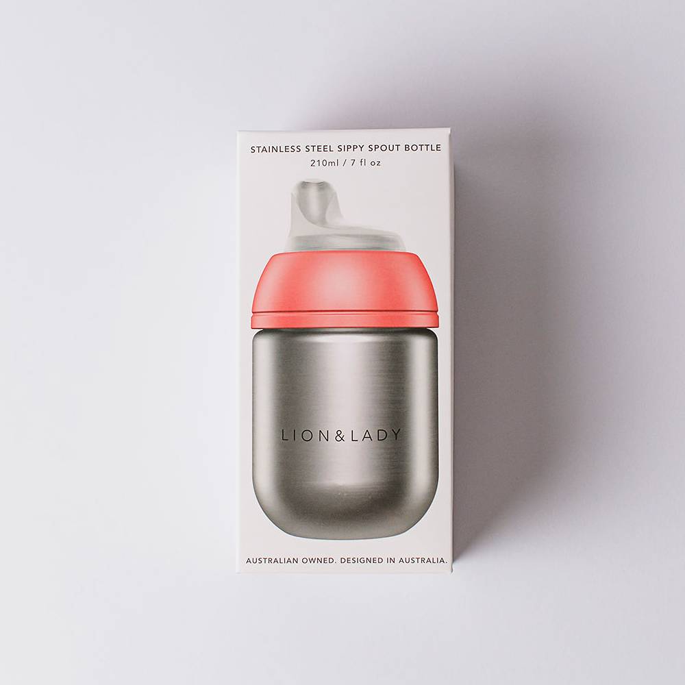 Lion & Lady 18/8 Stainless Steel Toddler Sippy Spout Bottle Cup 210ml