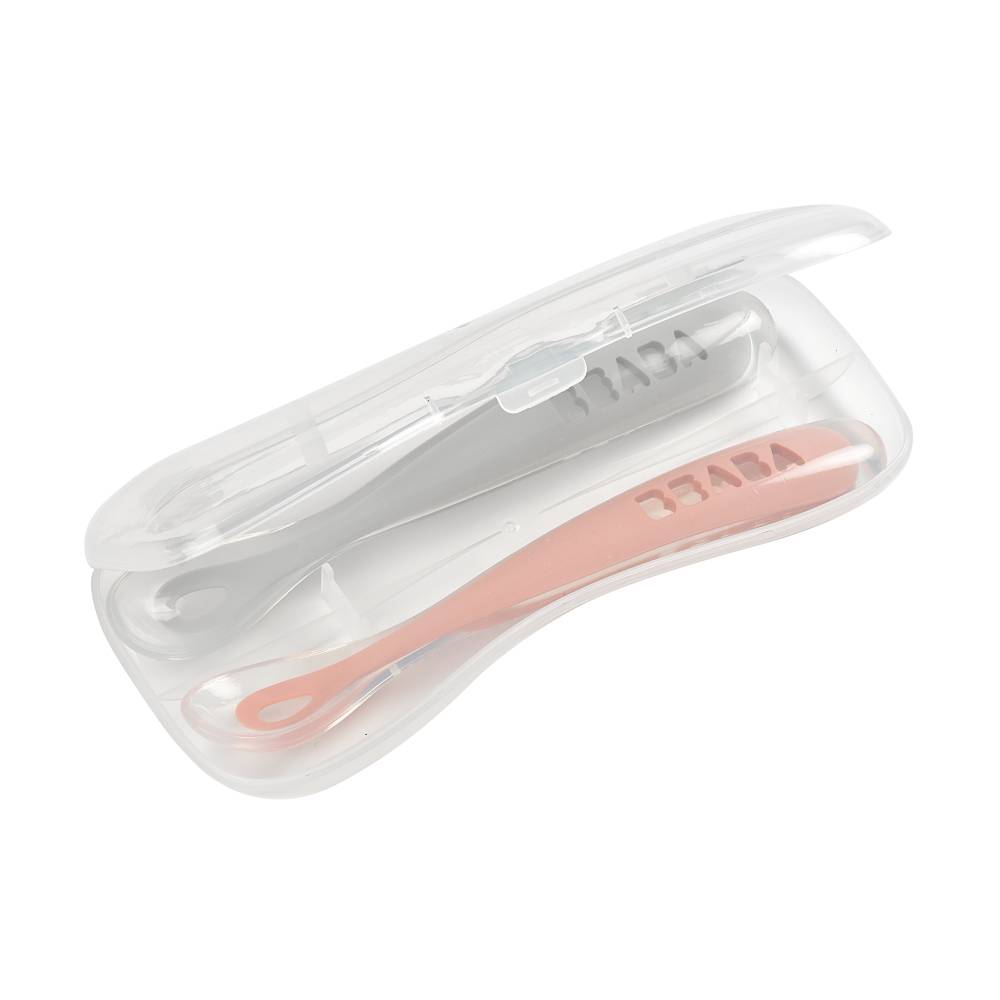 Beaba 1st Stage Silicone Spoons & Case 2pk