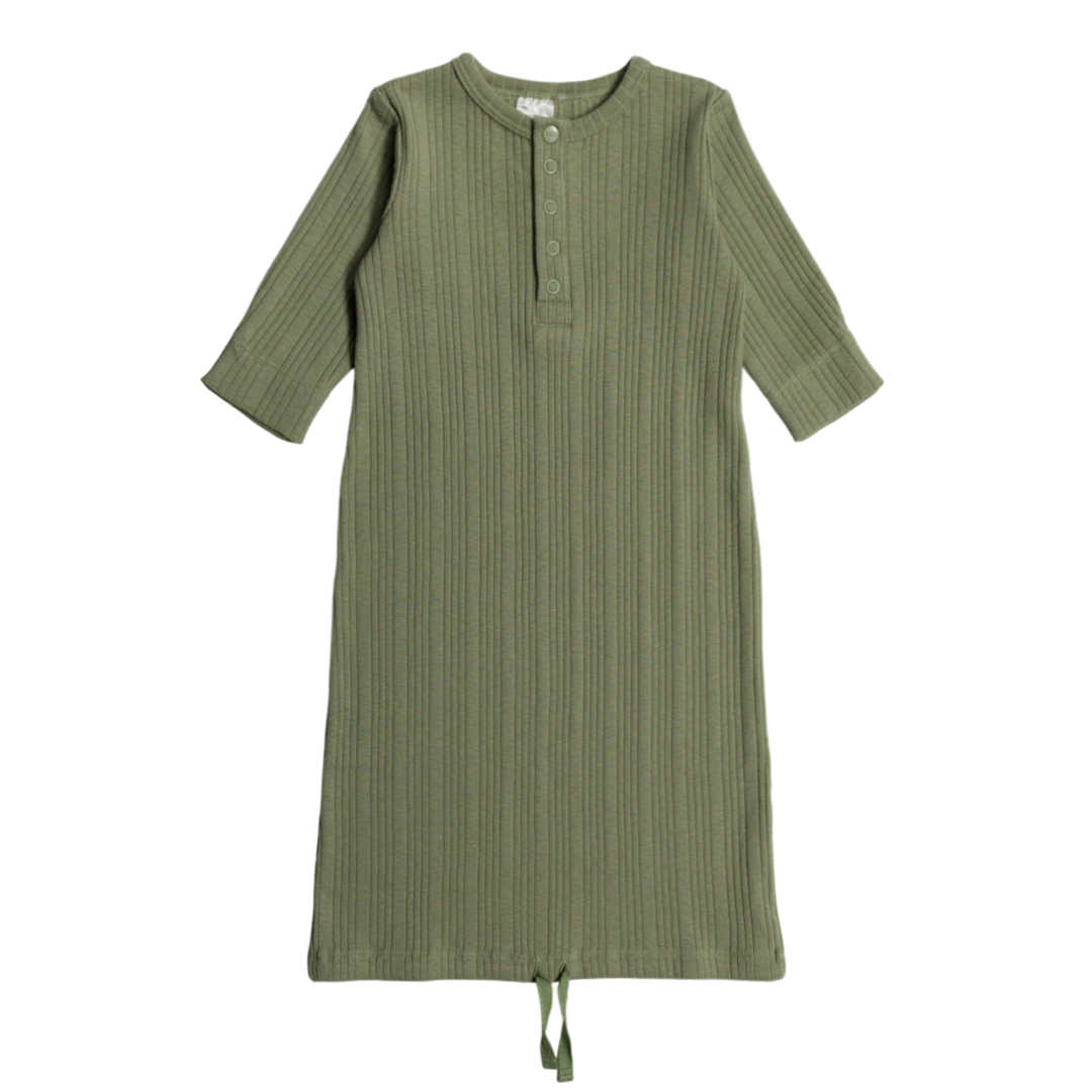 Woolbabe Merino/Organic Cotton Henley Drawstring Gown - Daydream Collection