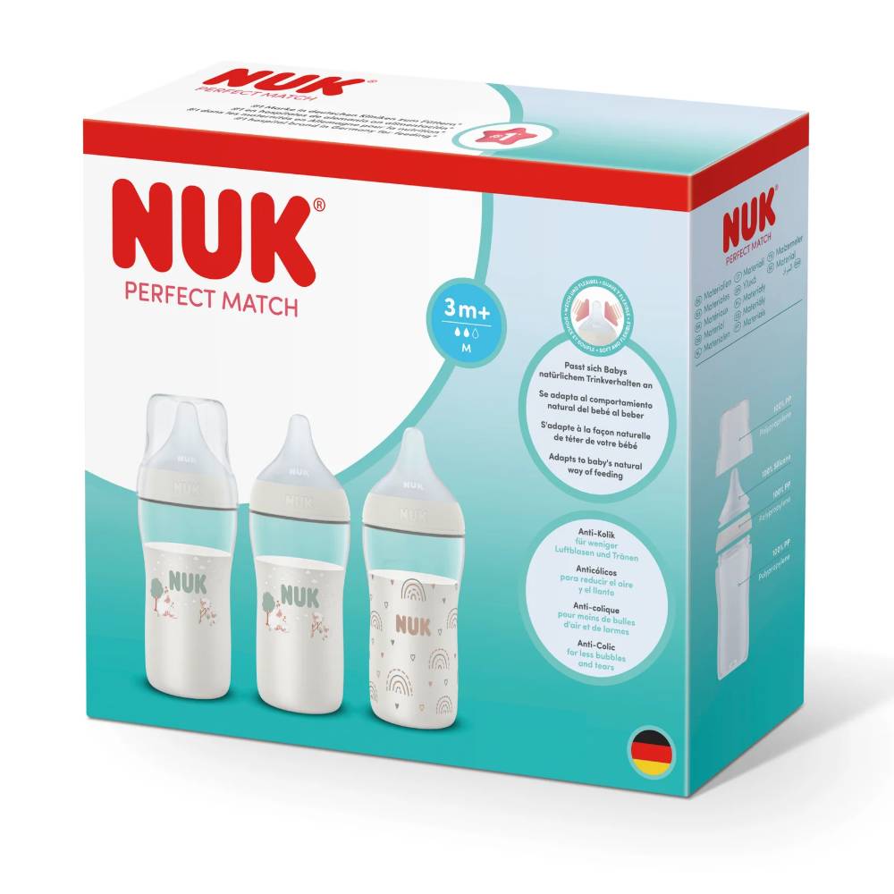 NUK Perfect Match PP Plastic Bottle Multi 3pk