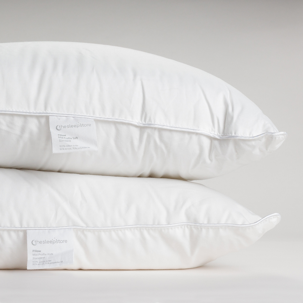 The Sleep Store Mid Profile Kids Pillow with Pillowcase - Standard Size