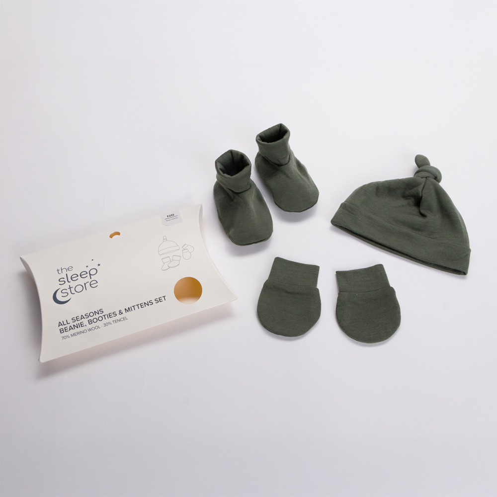 All Seasons Merino/Tencel Booties, Beanie & Mittens Pack