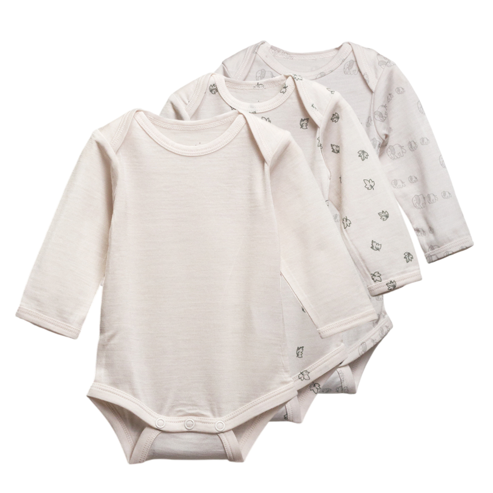 The Sleep Store All Seasons Merino/Tencel Long Sleeve Bodysuit 3pk