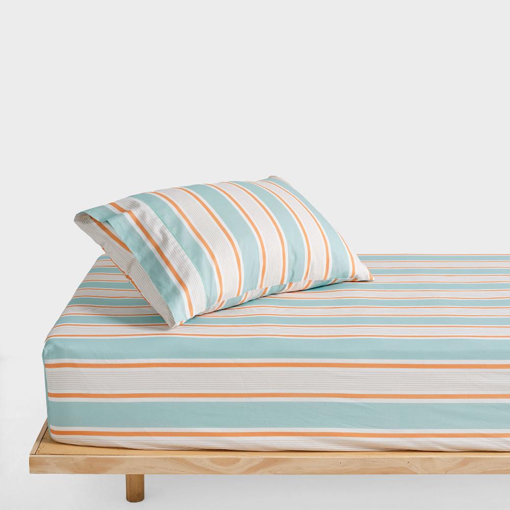 Linen House Kids Cotton Fitted Sheet + Pillowcase Set - Sailor Stripe