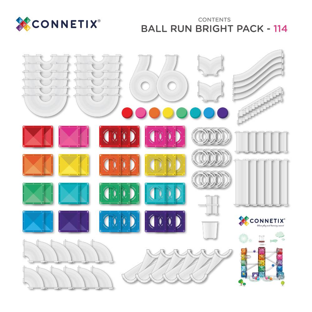 Connetix Ball Run Bright Pack - 114 piece