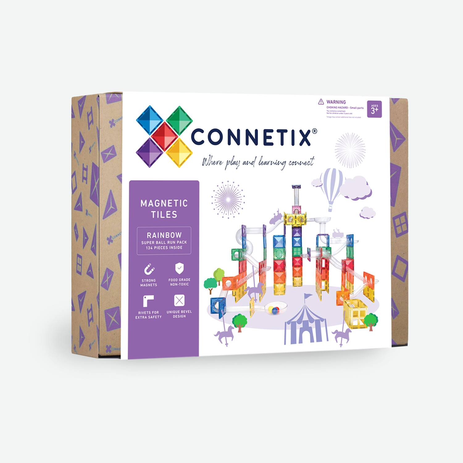 Connetix Rainbow Super Ball Run Pack - 134 Piece