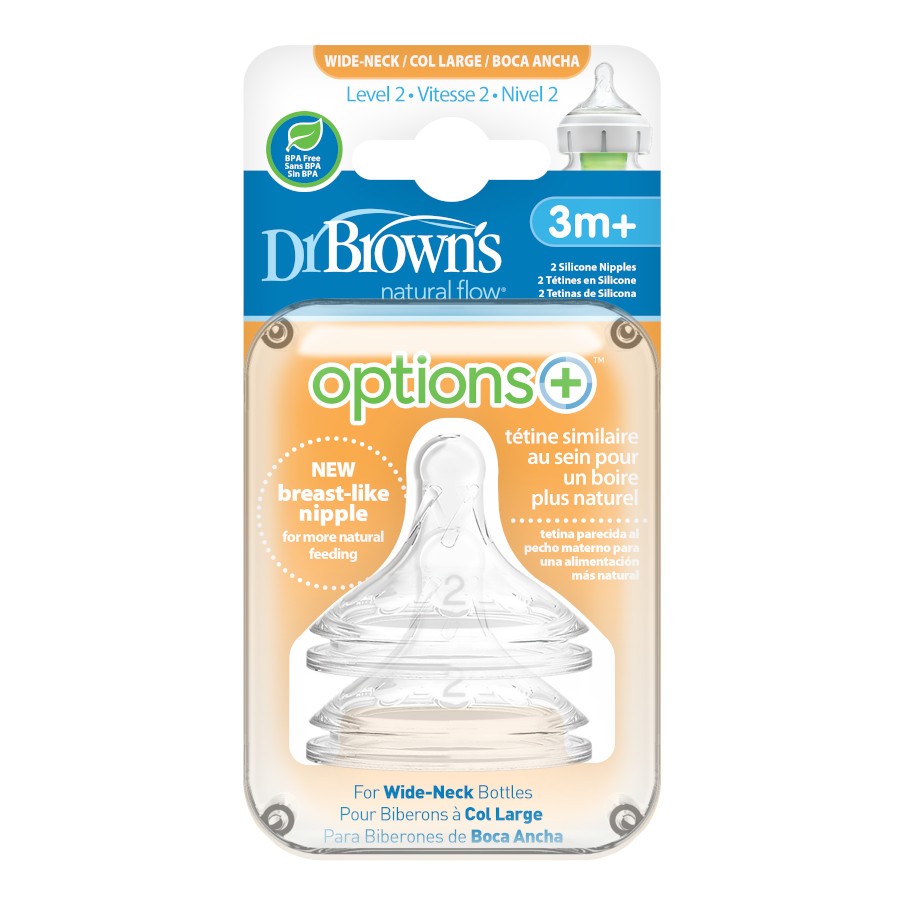 Dr Browns Options+ Wide Neck Silicone Teats 2 pack