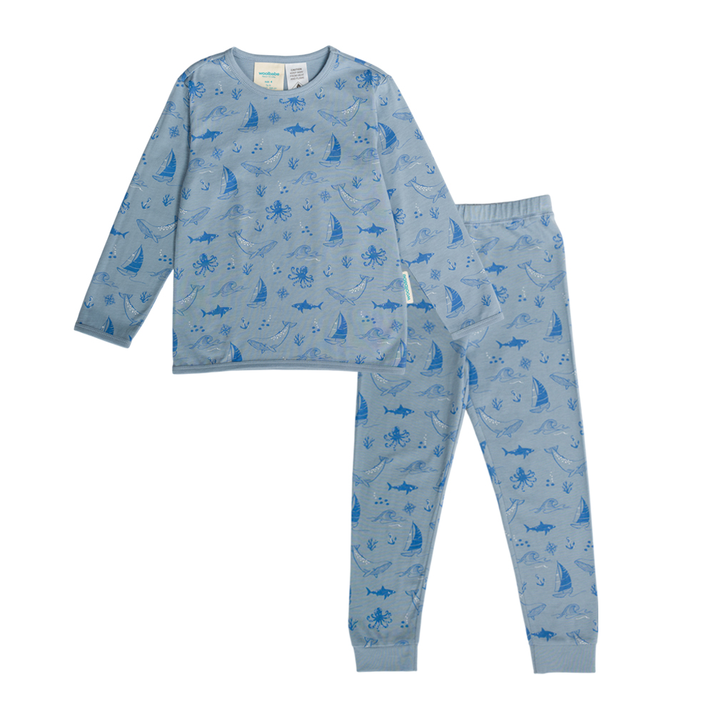 Woolbabe Merino/Organic Cotton Winter Pyjamas 1-8 years