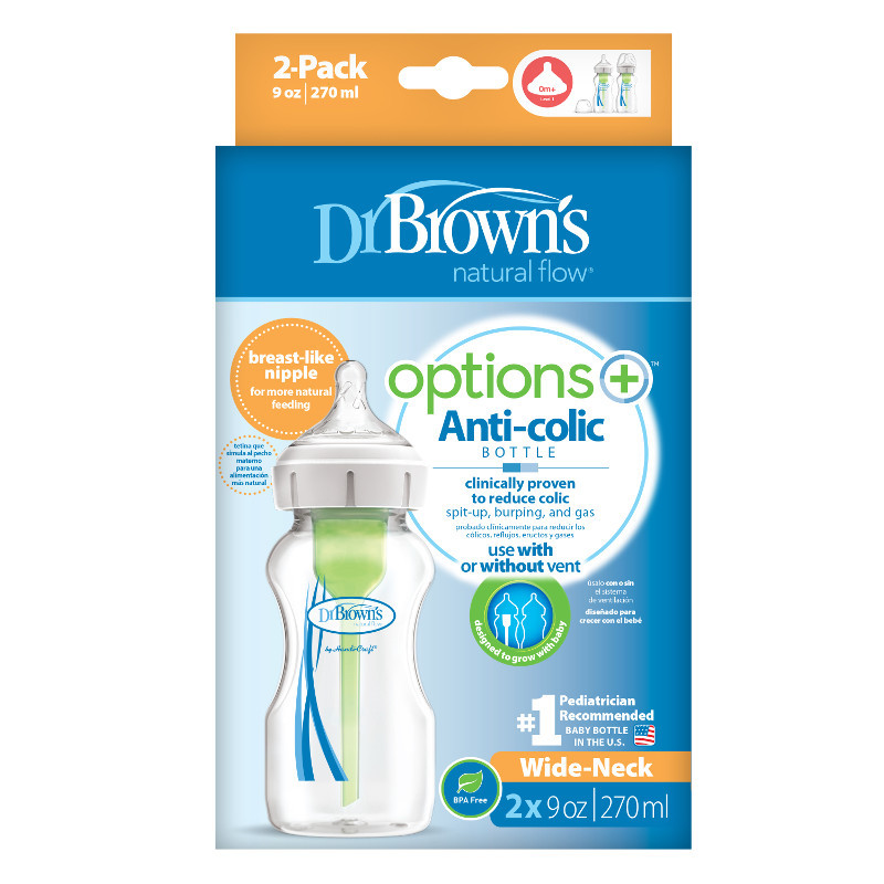 Dr Browns Options+ Baby Bottle - Wide Neck 2 pack