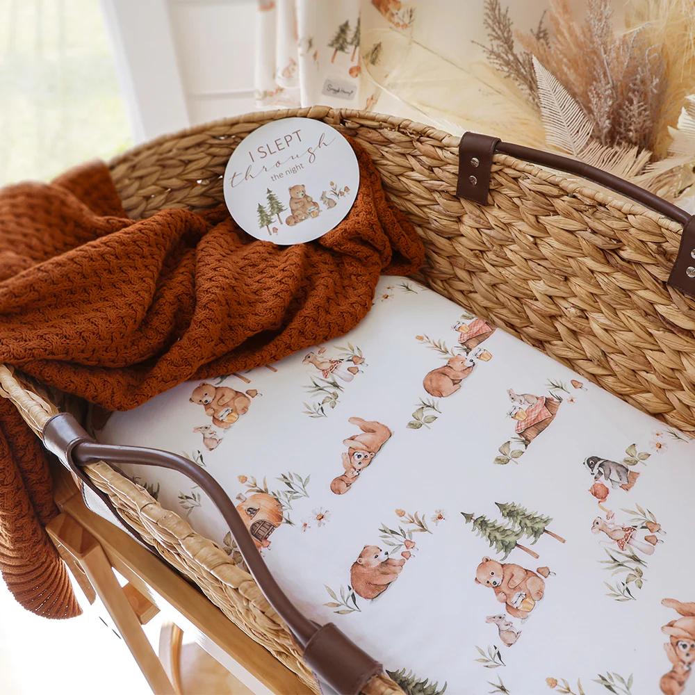 Snuggle Hunny Kids Fitted Bassinet Sheet / Change Pad Cover - 80 x 48cm