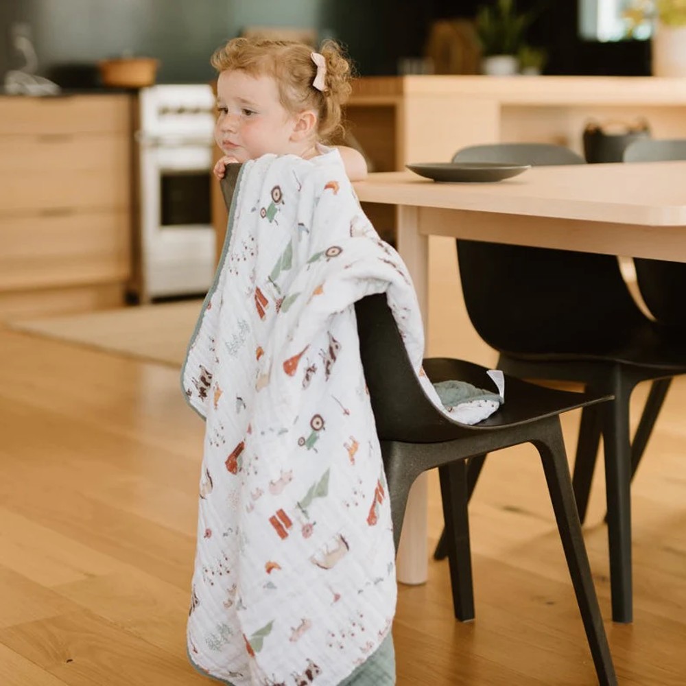 Little Unicorn 4 layer Muslin Cot Blanket