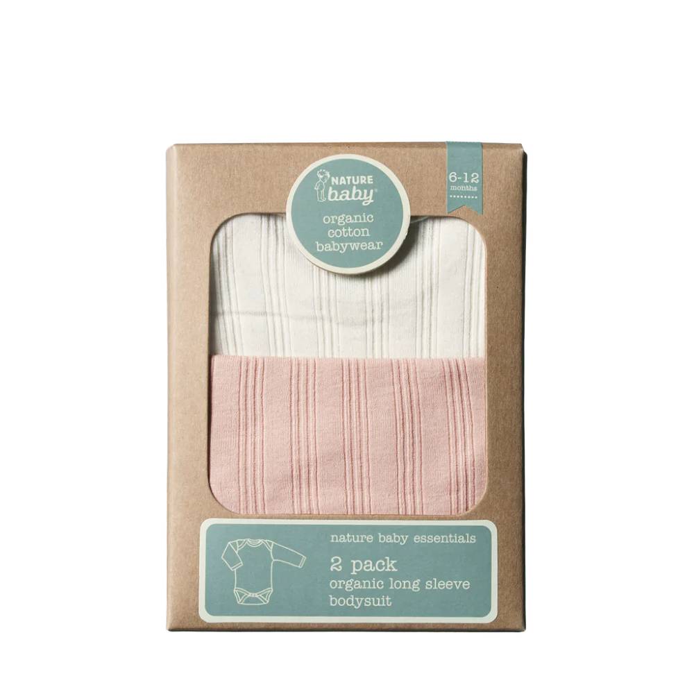 Nature Baby Organic Cotton Derby Rib Bodysuit - 2 pack