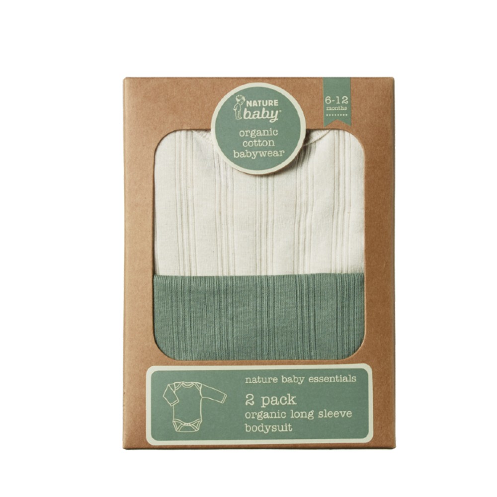 Nature Baby Organic Cotton Derby Rib Bodysuit - 2 pack