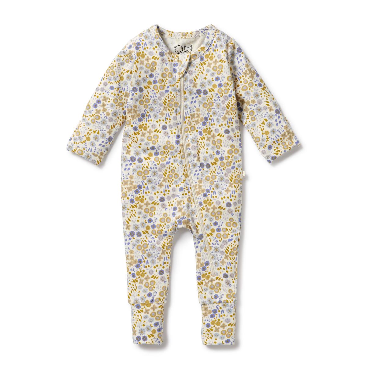 Wilson + Frenchy Long Sleeve Organic Zipsuit with feet - Clearance
